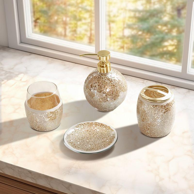 LIVN CO. 4-Piece Crackle Glass Bathroom Accessory Set