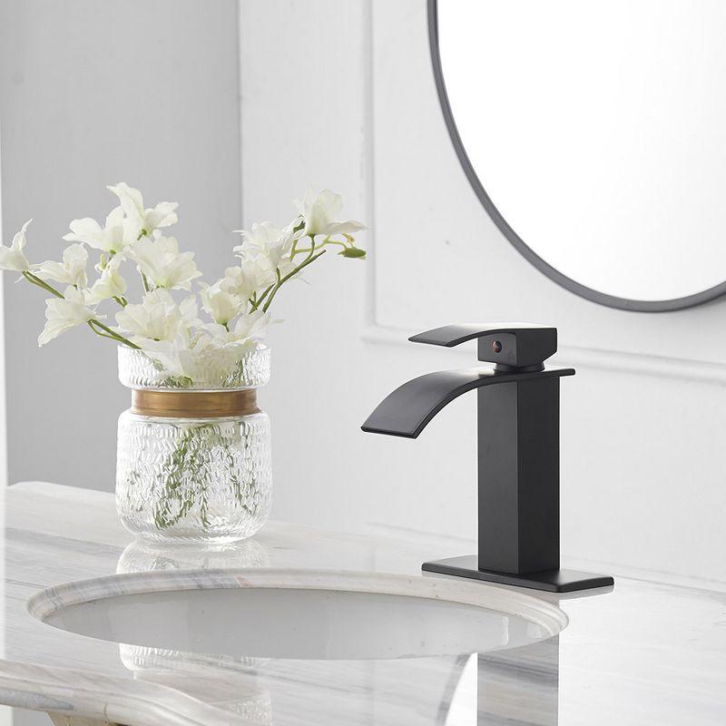 Matte Black Single Handle Waterfall Bathroom Faucet