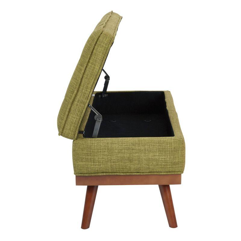 Katheryn Storage Bench Green - OSP Home Furnishings: Mid-Century Modern Ottoman, Plywood Frame, Polyester Upholstery