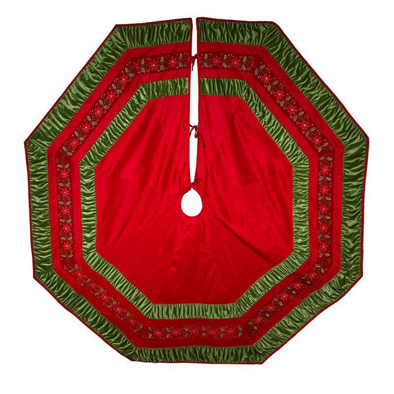 72-Inch Red and Green Gathered Border Polyester Christmas Tree Skirt