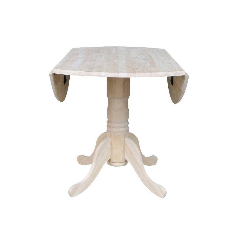42" Mason Round Dual Dining Table Unfinished - International Concepts: Parawood, Drop Leaves