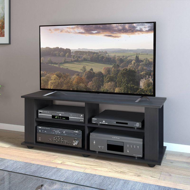 Flat Panel TV Stand for TVs up to 57" CorLiving Ravenwood Black: Open Shelving, MDF Frame, 90lb Capacity