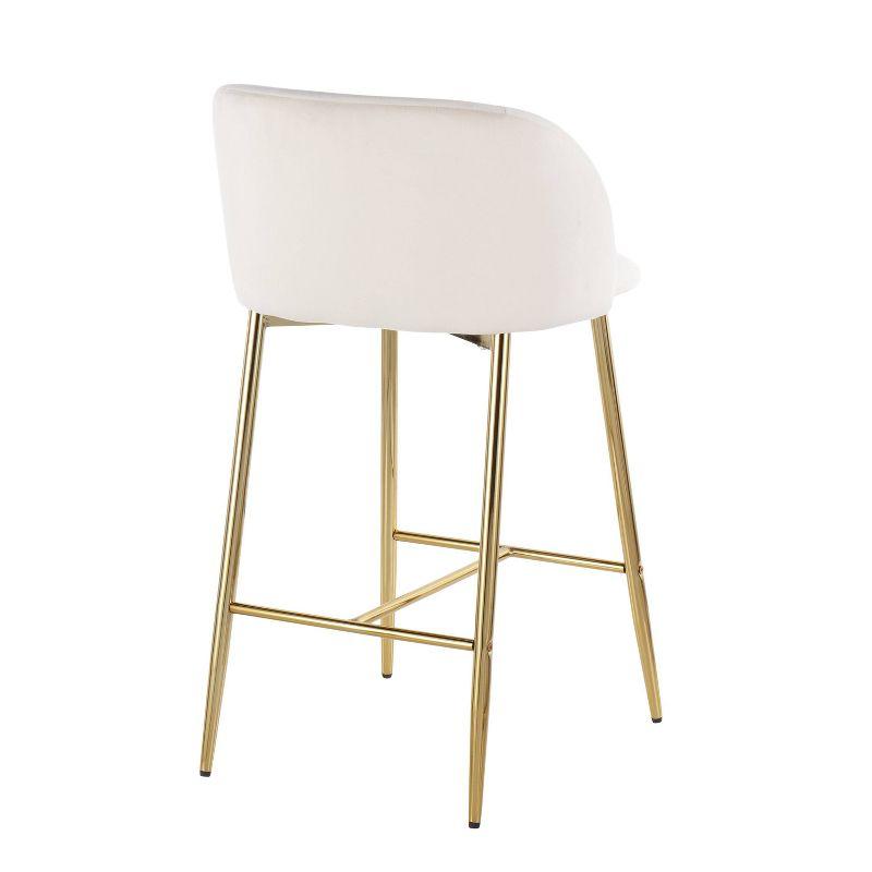 Elegant Gold Steel and Cream Velvet Counter Stools, Set of 2