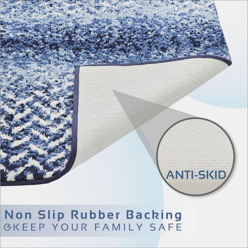 Better Trends Casablanca 100% Micro Polyester Knitted Chevron Pattern 24" Square Bath Rug - Blue