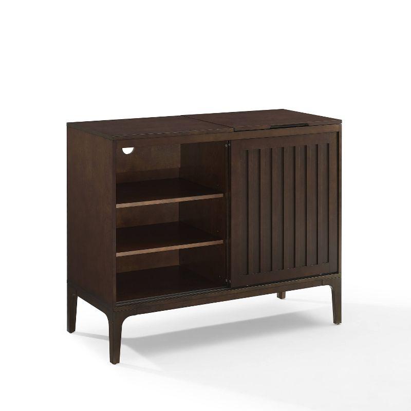 Asher Record Storage Media Console Dark Brown - Crosley: Sliding Doors, Adjustable Shelving, Vinyl Organizer