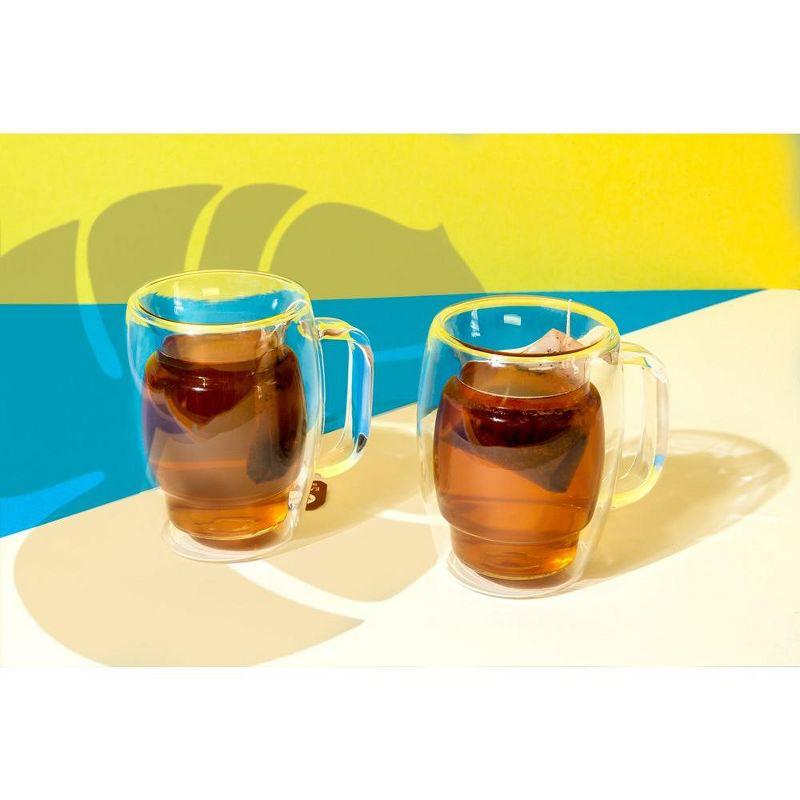 JoyJolt Cadus Glass Coffee Cups Double Wall  - Set of 4 Insulated Mugs Tea Glasses - 10-Ounces