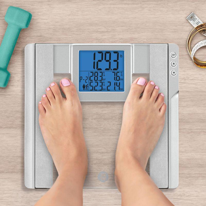 Clear Glass Digital Body Analysis Scale with Silver Accents