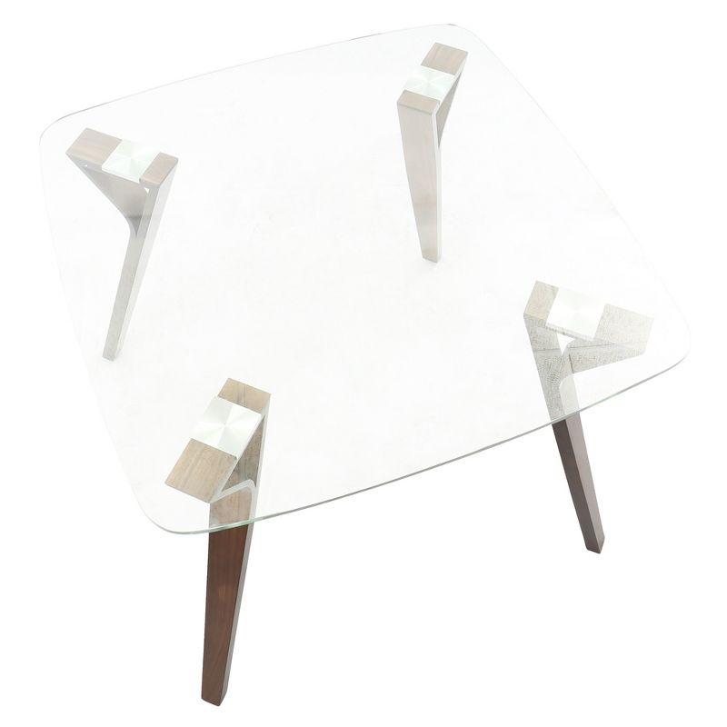 38" Folia Mid-Century Modern Dining Table Clear - LumiSource: Scandinavian Style, Glass Surface, Seats 4