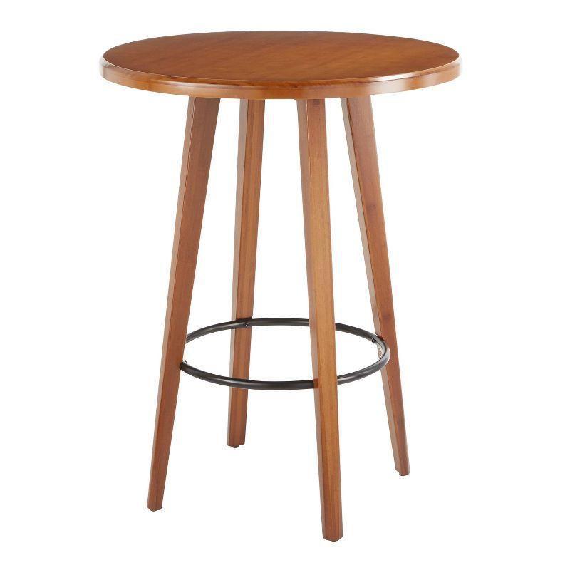 Mid-Century Modern Round Walnut Counter Table with Metal Footrest