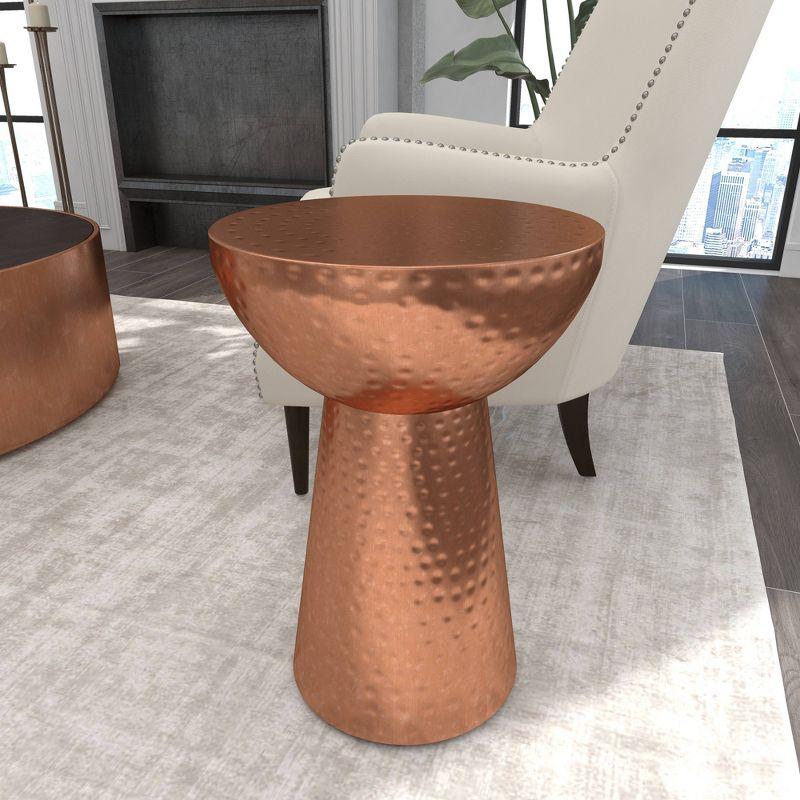 Ivy Bronx Dolina Metal Handmade Side End Accent Table with Hammered Design