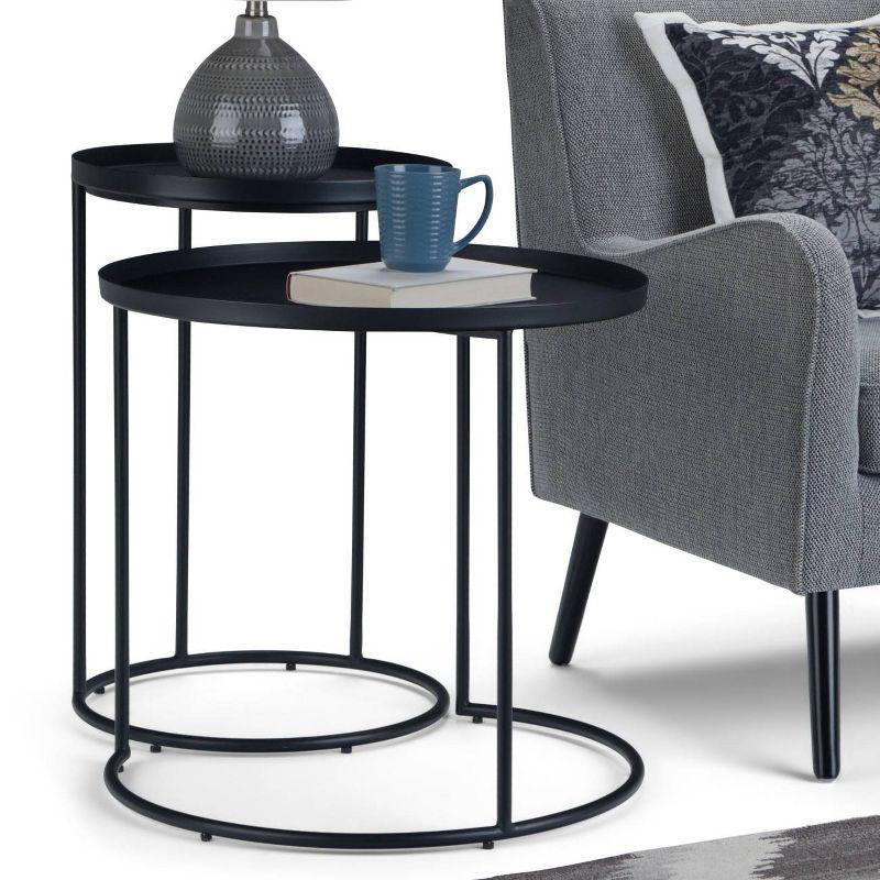 Black Round Metal 2-Piece Nesting End Tables