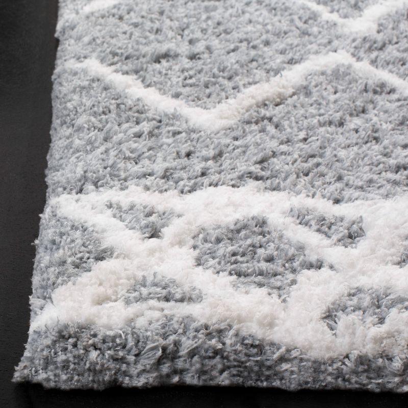 Equinox Shag EQS711 Hand Tufted Indoor Area Rug - Grey/Cream - 4'x6' - Safavieh