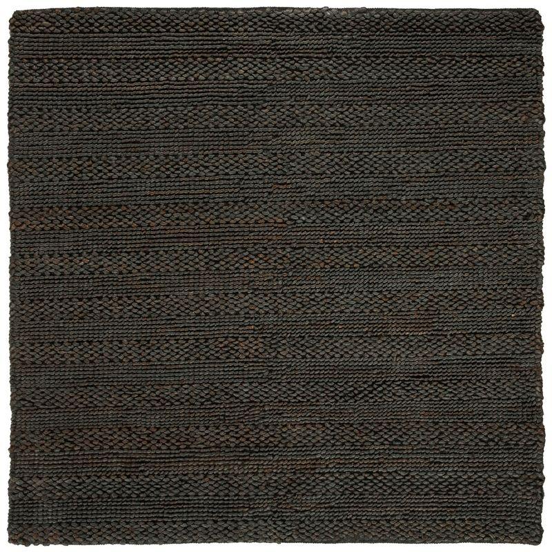 Charcoal Handwoven Natural Jute Square Area Rug, 8' x 8'