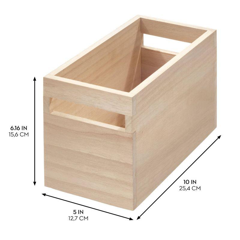 iDesign iDesign Renewable Wood Collection in Paulownia Wood Storage Bin with Handles, 10" x 5" x 6"