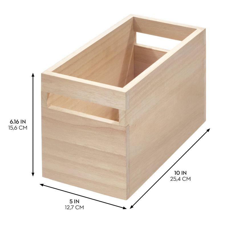 iDESIGN Renewable Wood Collection in Paulownia Wood Bin with Handle: Kitchen Cabinet Organizer, 6" H x 10" D x 5" W