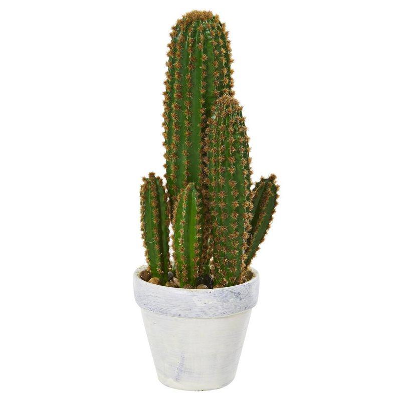 17.99 in Green Plastic Potted Cactus Artificial Plant