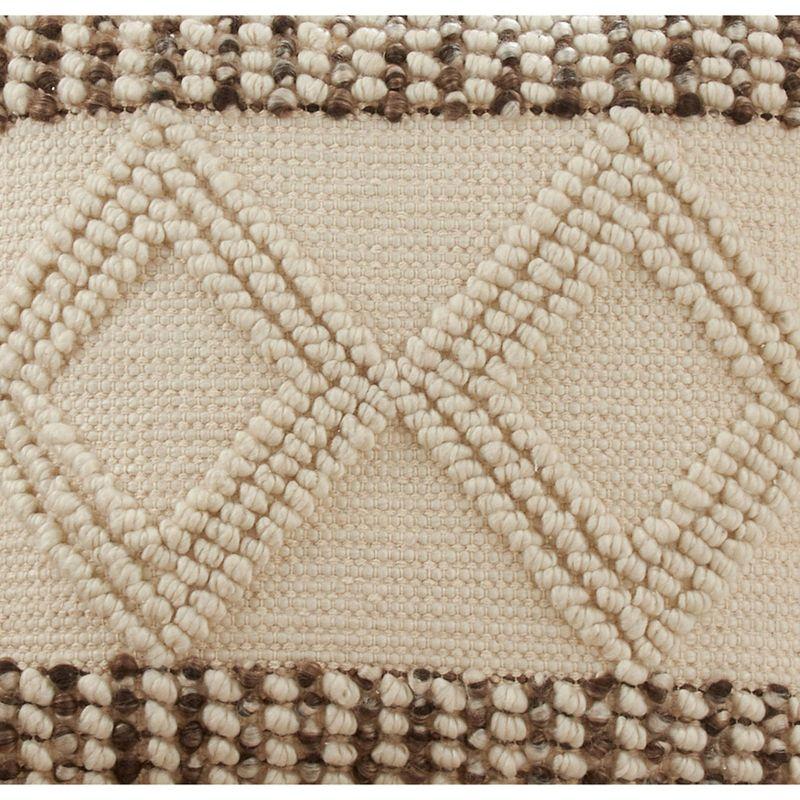 18"x18" Diamond Design Woven Square Pillow Cover Ivory - Saro Lifestyle: Bohemian Style, Zipper Closure