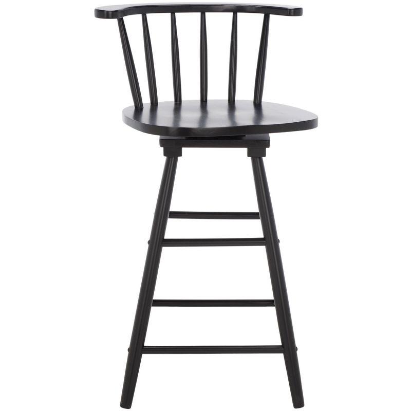 Black Swivel Backless Wood and Metal Counter Stool