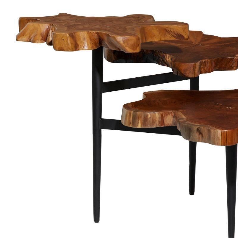 Rustic Teak Wood Accent Table Dark Brown - Olivia & May: Handcrafted, No Assembly Required