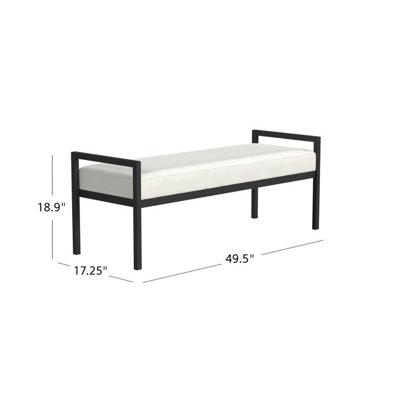 HomePop Modern Metal Bench Cream: Rectangle Upholstered Indoor Bench, End of Bed Seating, Polyester