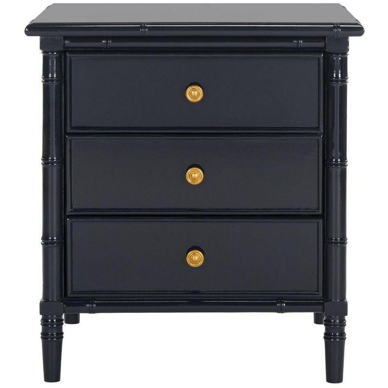 Mina 3 Drawer Nightstand - Navy Blue/Gold - Safavieh.