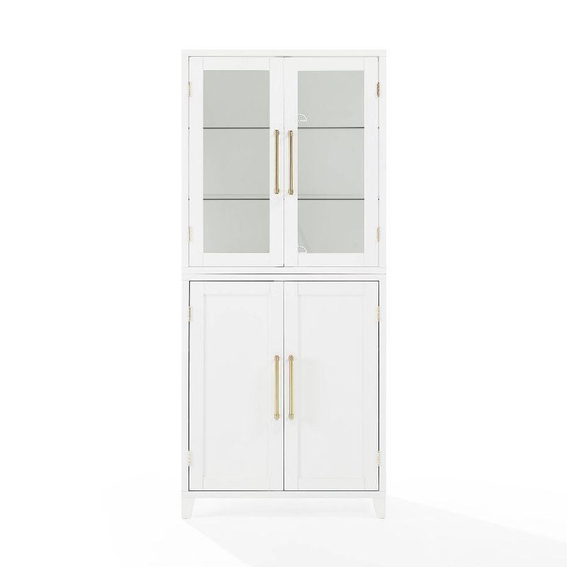 Crosley 70" Roarke Pantry Storage Cabinet with Glass Door Hutch White