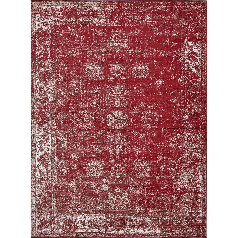 Chic Burgundy Synthetic 9' x 12' Rectangular Indoor Rug