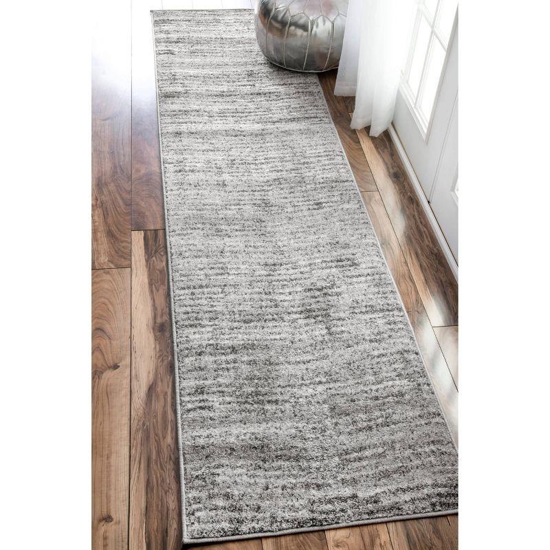 2'6"x12' Runner Sherill Ripple Modern Abstract Living Room or Bedroom Area Rug Gray - nuLOOM