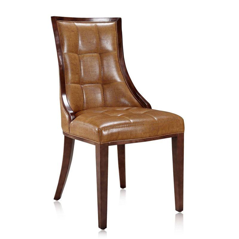 Fifth Avenue Saddle Faux Leather and Walnut Wood Side Chair Set