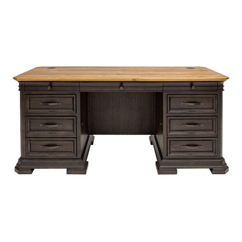 Sonoma Double Pedestal Desk Brown - Martin Furniture: Antique Bronze Hardware, Wood Veneer, No Assembly Required