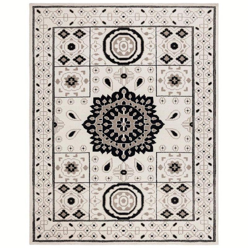 Kenya Hand-Knotted Ivory and Grey Pure Wool Rug - 9' x 12'