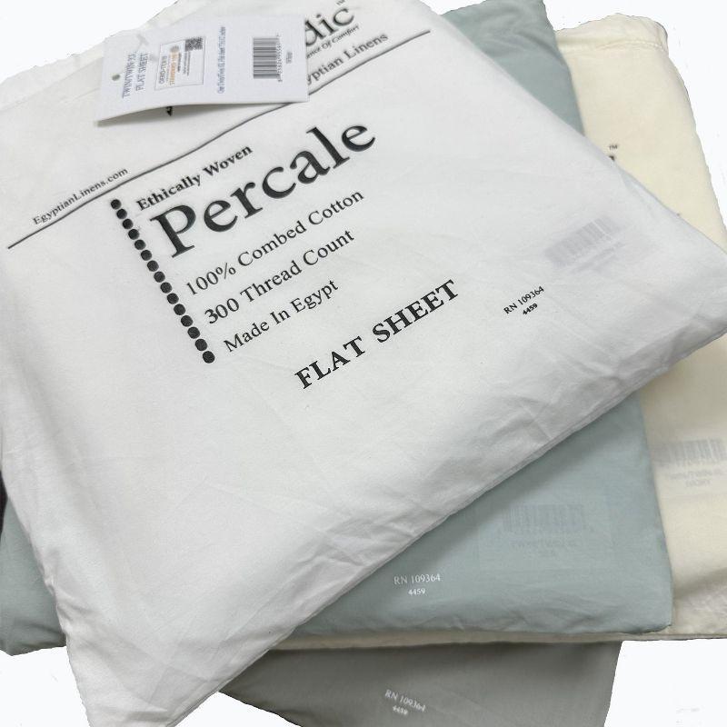 Egyptian Linens Oversized Percale Flat Sheet Made in Egypt White Twin/Twin XL