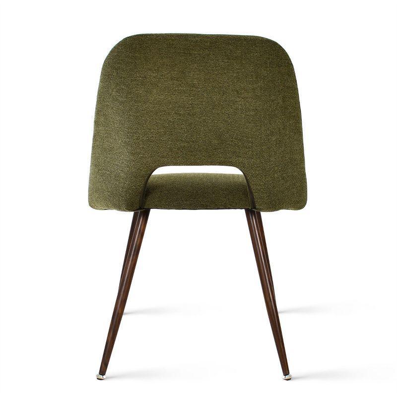 Green Fabric Dining Chairs Set Of 4,Modern Kitchen Dining Room Chairs With Curved Back,Upholstered Dining Chairs With Walnut Metal Legs-Maison Boucle