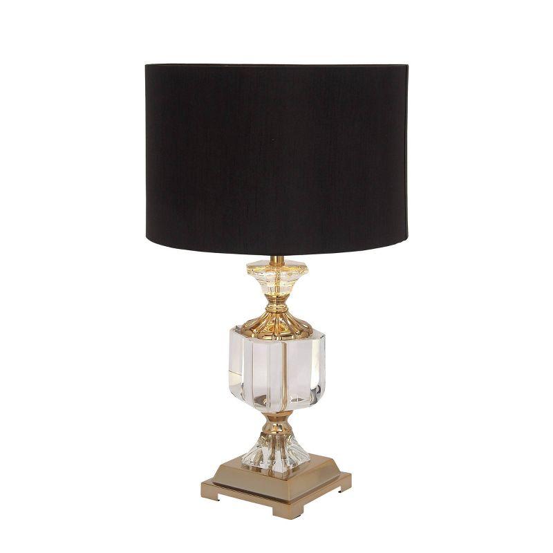 Crystal Table Lamp with Drum Shade Gold - Olivia & May: Faux Silk Shade, No Assembly, Modern Decor