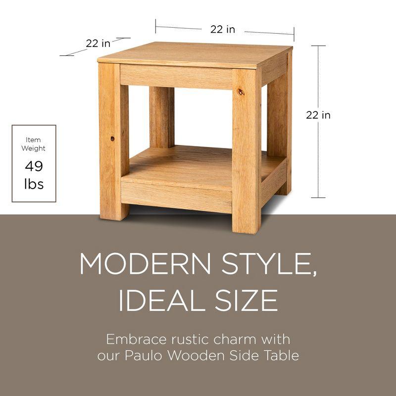 Paulo 22" Weathered Natural Wood Side Table