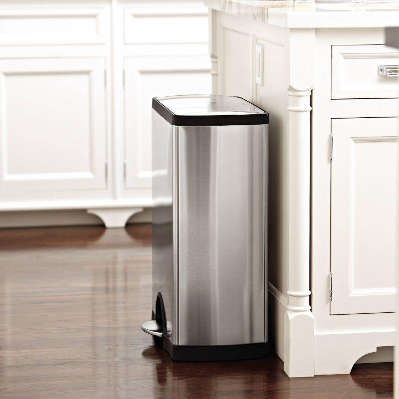 simplehuman 50 Liter / 13.0 Gallon Rectangular Kitchen Step Trash Can, Brushed Stainless Steel