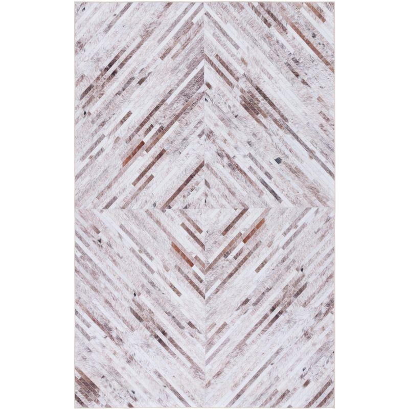 Beige and Brown Faux Hide Washable Area Rug