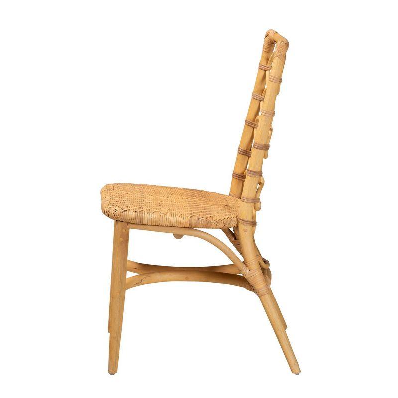 bali & pari Lisbon Natural Rattan Dining Chair Natural Brown: Armless, Spot Clean, No Assembly Required