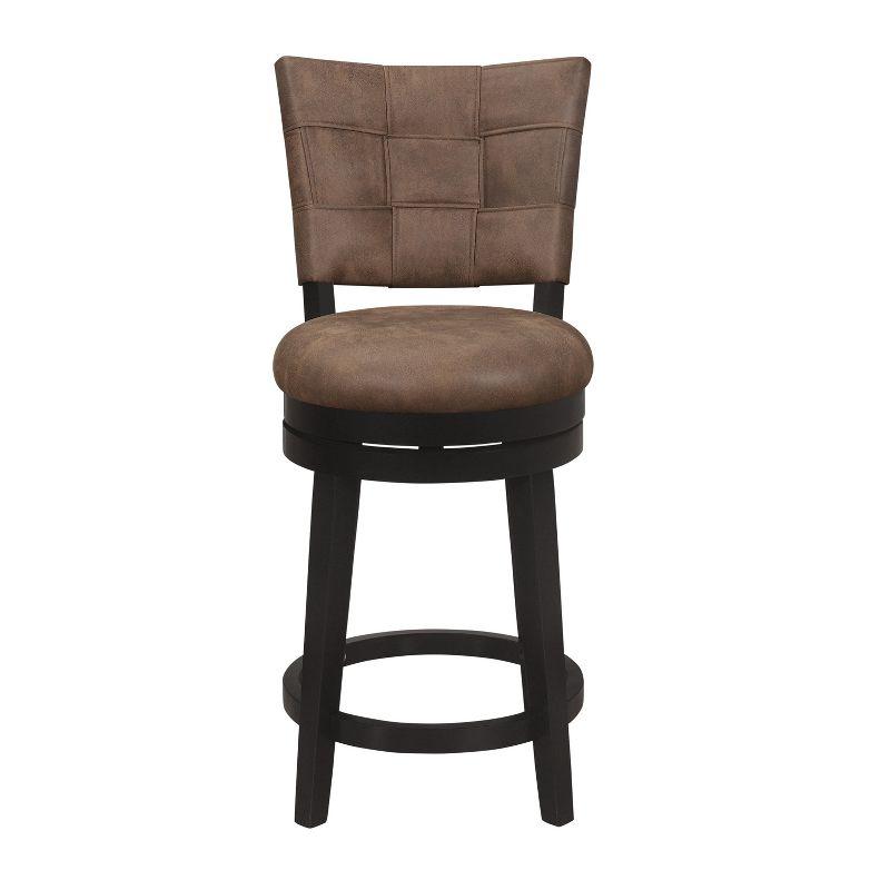 26" Kaede Wood and Upholstered Swivel Counter Height Barstool Black/Chestnut - Hillsdale Furniture: Matte Finish, Polyester, Foam Filled