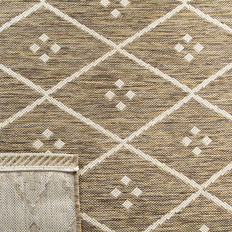 Courtyard Chic 59" Brown & Light Beige Synthetic Rectangular Rug