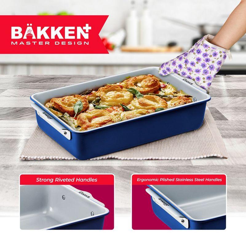 Blue Aluminized Steel Square Cake Pan with Ceramic Non-Stick Coating