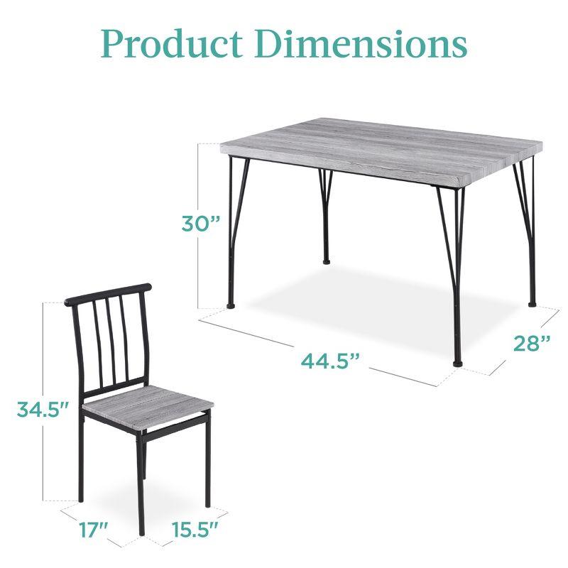 Best Choice Products 5-Piece Indoor Modern Metal Wood Rectangular Dining Table Furniture Set w/ 4 Chairs