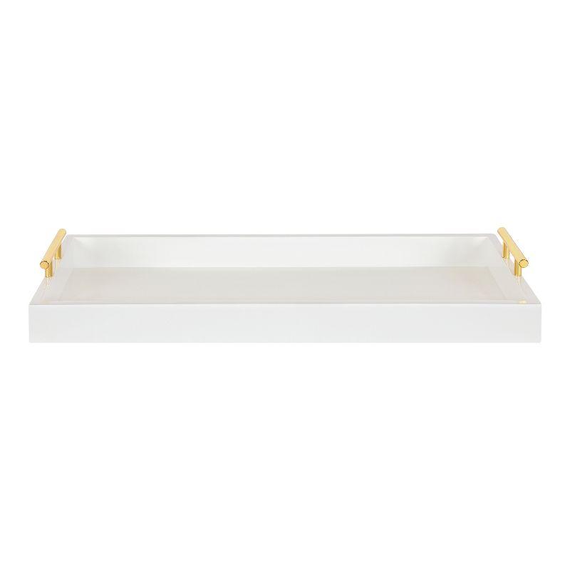 Kate and Laurel Lipton Tray, 10x24, White and Gold