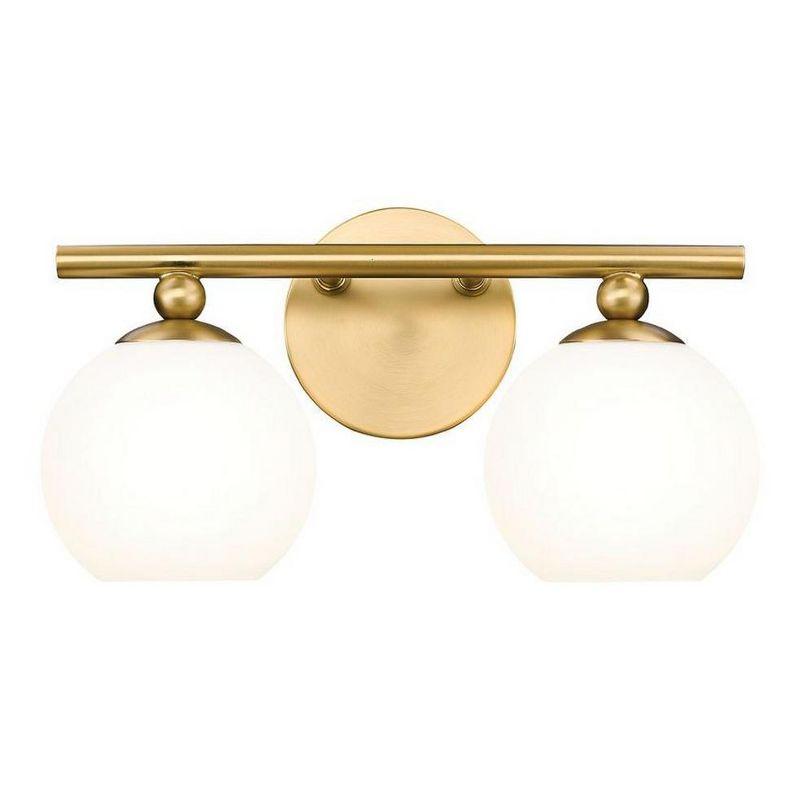 Neoma Modern Gold 2-Light Vanity with Opal Glass Shades