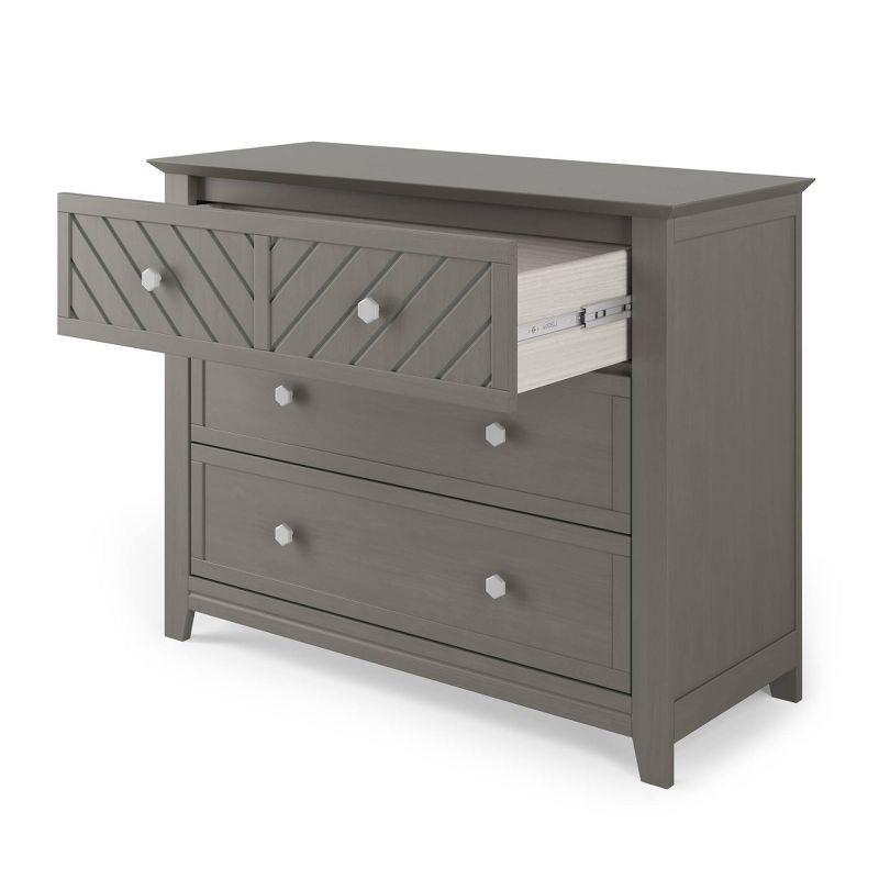 Lunar Gray Modern Chevron 3-Drawer Nursery Dresser