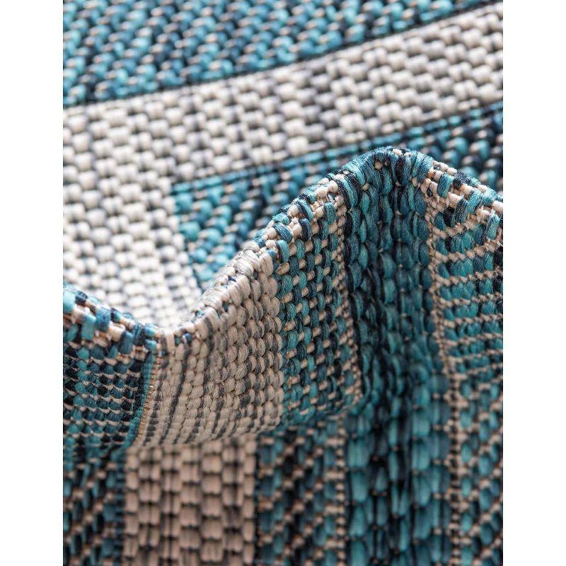 Unique Loom 9' 0 x 12' 2 Rectangle Indoor/Outdoor Border Teal Area Rug