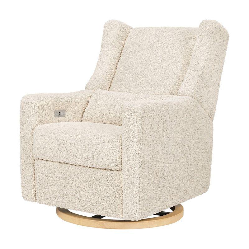 Babyletto Kiwi Almond Teddy Loop Nursery Power Glider Recliner Chair with Light Wood Base