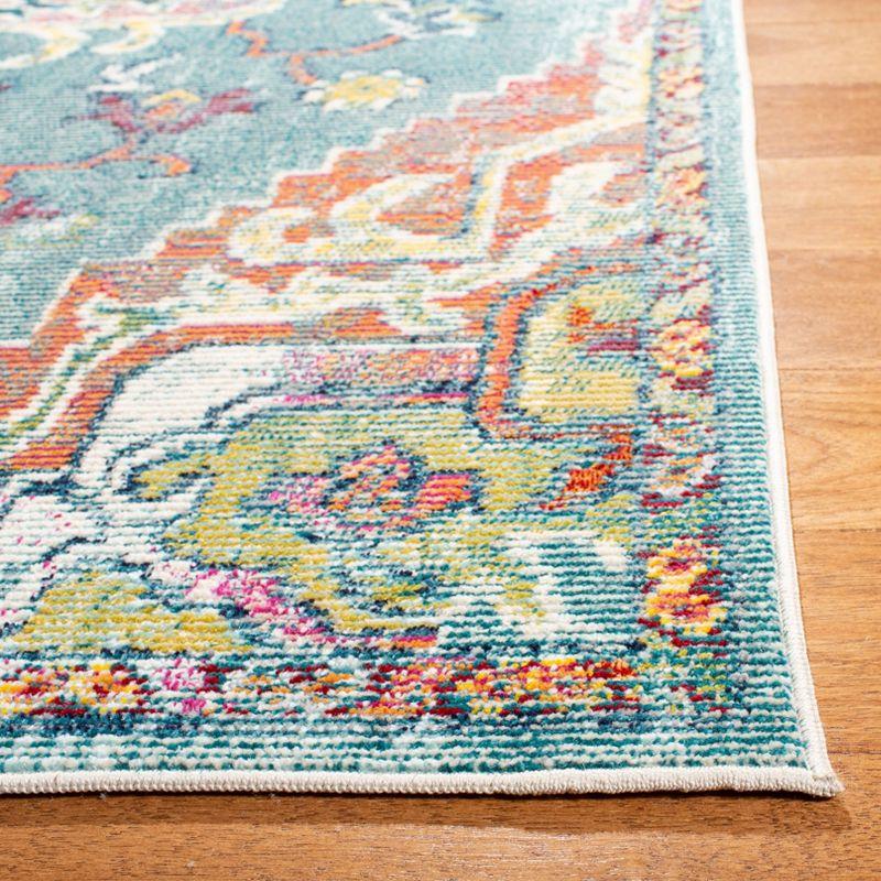 Light Blue Floral Synthetic 4' x 6' Tufted Area Rug