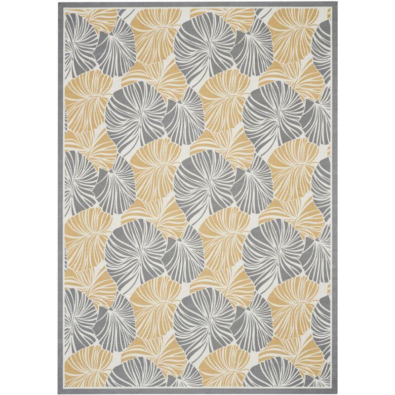 Floral Gray/Yellow Outdoor Area Rug