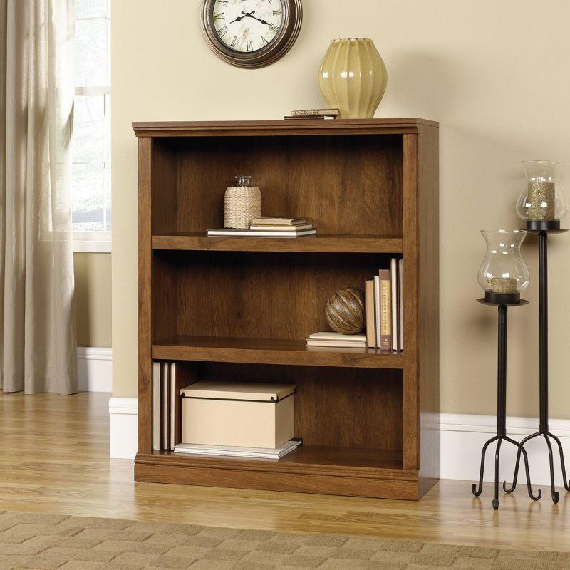 44" 3 Shelf Bookcase Oiled Oak Brown - Sauder: MDF, Metal Hardware, Home Office Display